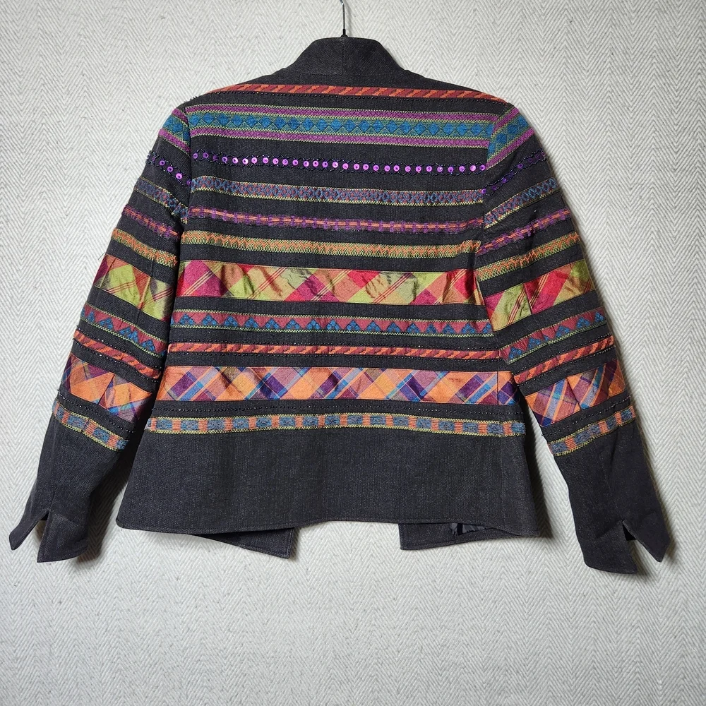 Coldwater Creek Womens P4 Colorful Patterned Beaded Sequin Jacket Blazer - Picture 2 of 12